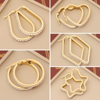 YW mode Zircon femmes boucles d'oreilles géométrique en acier inoxydable 18K or boucles d'oreilles Simple bijoux accessoires cadeau
