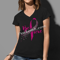 Ruban rose paillettes transfert de chaleur Hotfix sensibilisation au cancer du sein strass motifs conception pour t-shirt
