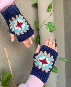 SZ194 unisexe hommes femmes rétro Crochet grand-mère carré mitaines tricoté à la main gants sans doigts à la main automne hiver gants - Product Image 2