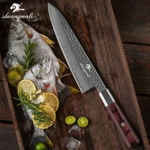 Eco-Friendly Ambidextrous Traditional Japanese 67-Layer Damascus Chef Kiritsuke <b>Knife</b> 8.5-Inch Blade Black+Dalbergia Wood <b>Handle</b> - Product Image 2