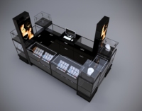 Vitrine d'îlot personnalisée de luxe pour bijoux avec vitrine en verre et boîte lumineuse, comptoir de vente de bagues en or et diamants pour centre commercial