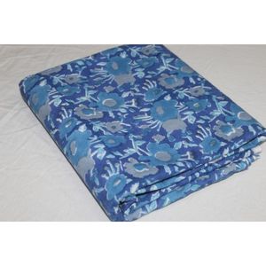 Tissu imprimé à la main Sanganeri bleu indien, 100% coton, pour la décoration de la maison, matériau de rembourrage - Product Image 2