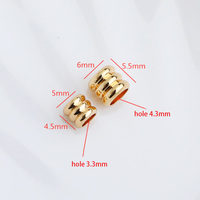 2.5mm 5mm 6mm 14K 18K Altın Pirinç Büyük Delikli 3 Katmanlı Varil Ara Boncukları Bileklik Kordonu Tüp Boncukları DIY Deri İp Aksesuarları