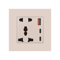Enchufe de Pared Universal Tipo 86 de 5 Orificios con Puerto USB A+2C, 13A 250V, Enchufe de Pared Internacional Multifunción con Carga Rápida