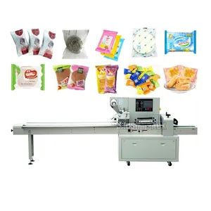 Automatic Bread Cake Burgers Bun Rusk Packaging Packing Machine Flow Type Wrapping Machine