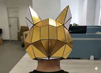 Masque de renard géométrique 3D en miroir, coiffe animale réfléchissante dorée pour festivals EDM