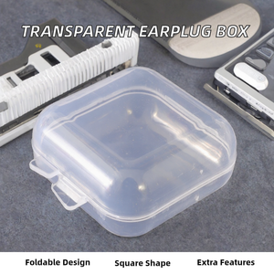 Boîte de rangement carrée pliable en plastique PP transparente pour bouchons d'oreilles et boucles d'oreilles 3,5 cm/3,5 cm/1,7 cm - Product Image 2