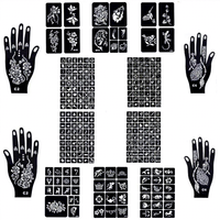 Papier de pochoir pour tatouage à la main semi-permanent multi-designs, résistant à l'eau, longue durée, creux, pour tatouage au henné, autocollant