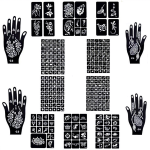 Papier de pochoir pour <span class=keywords><strong>tatouage</strong></span> à la main semi-permanent multi-designs, résistant à l'eau, longue durée, creux, pour <span class=keywords><strong>tatouage</strong></span> au henné, autocollant - Product Image 2