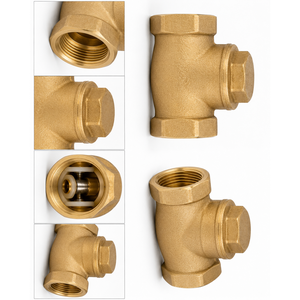 Válvula de retención horizontal de latón DZR de 1/2 pulgada, n.º 4, con tapa roscada, asiento integral doble, extremo roscado BSP hembra - Product Image 2