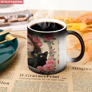 Mug fantaisie noir givré 11oz en céramique, tasse activée par la chaleur pour les magasins de détail - Product Image 5