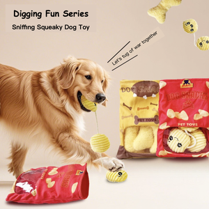 Giocattolo per Cani in Peluche con Nascondiglio per Cibo, Interattivo, da Masticare, con Suoni, Set di Patatine e Ossa di Carta - Product Image 1