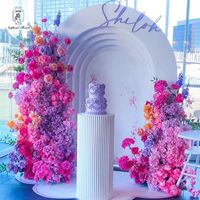 Arche de Fond Floral Personnalisée en Gros, Mur de Fleurs Artificielles Roses, Fournitures de Décoration de Mariage, Support d'Arche
