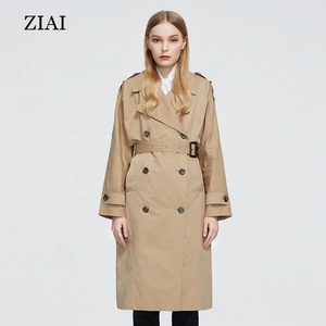 Женское длинное двубортное пальто с поясом - Product Image 4