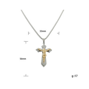 Men's <b>Titanium</b> Steel Cross Pendant Gold Jesus Crucifix Everyday Wear Necklace 120180 - Product Image 4