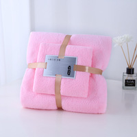 Ensemble de serviettes de bain en microfibre de luxe couleur unie avec logo personnalisé d'usine, 2 pièces compressées et jetables