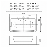 Bañera de Hidromasaje Acrílica Personalizada para Spa en Villa con Panel de Vidrio, Grifo Cascada y LED Subacuático 850x1500mm