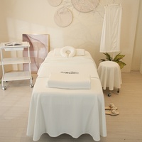 Ensemble de draps de Table de Massage personnalisés blancs Couverture de Table de Massage matelassée de couleur unie douce Couvre-lit de Salon de beauté respirant