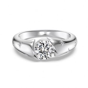 Dylam Dainty Jewelry Rhodium Plated Glossy Surface 925 Sterling <b>Silver</b> <b>Solitaire</b> 5A Cubic Zirconia Stone Daily Wear <b>Rings</b> - Product Image 1