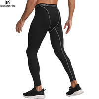 Leggings et pantalons de compression pour hommes à taille élastique, en Spandex/Polyester, vêtements de sport respirants et à séchage rapide pour les entraînements en salle de sport