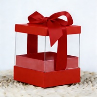 Boîte de présentation transparente carrée arc prêt à l'emploi rose petite boîte pliante cadeau mignon