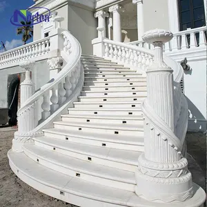 新设计豪华别墅家庭使用欧洲风格白色大理石楼梯手栏杆石栏杆栏杆