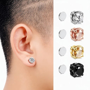 <span class=keywords><strong>Orecchini</strong></span> Magnetici in Acciaio Inossidabile con Zirconi Colorati per Uomo e Donna Senza Foro all'Orecchio - Product Image 1