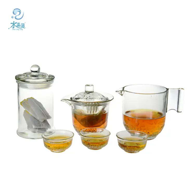 Grande capacità di vetro insieme di tè di vetro bollitore per il tè e teiera set tazza di tè di vetro set
