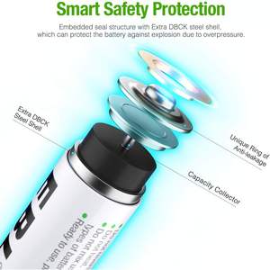 Pour piles AA rechargeables NiMH EBL 1,2 V, 2800 mAh, haute capacité, pré-chargées, longue durée de vie - lot de 4 pour jouets - Product Image 4