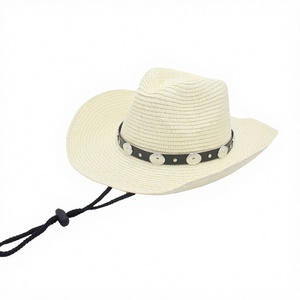 New Straw Wide Brim Gradient Color Painted <b>Western</b> Cowboy <b>Hat</b> with Windproof Rope for Outdoor Sports Casual Use - Product Image 3