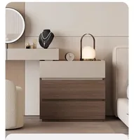 Table de salle de bain et de maquillage moderne en bois de cire blanc massif avec miroir sur pied, rangement multifonctionnel et design durable