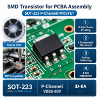 Transistor de puissance de sécurité à montage en surface NK MCT04P06-TP SOT-223 MOSFET à canal P -60V -8A à faible Rds(on) pour interrupteur de charge et commande de moteur