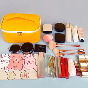 Coréen Nouvelle Grande Capacité Portable Cosmétique Cas avec Mode Nylon Fermeture Éclair Personnalisable PU Sac De Rangement En Gros - Product Image 5