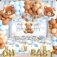 Meilleures ventes transfrontalières : Ensemble de ballons géants Ours en peluche bleu et marron, 115 pièces, en papier écologique, pour fêtes, mariages et anniversaires