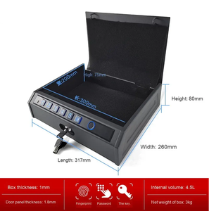 Coffre-fort biométrique pour armes à feu avec serrure électronique numérique à empreinte digitale et clé de secours pour la maison, le bureau, la voiture, le rangement de chevet – Prise en charge OEM/ODM - Product Image 5