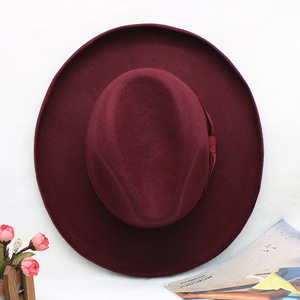 Fedora Vintage retrò in feltro di lana 100% larga tesa rigida cappello dio padre fatto a mano alla moda <span class=keywords><strong>Borsalino</strong></span> per uomo e <span class=keywords><strong>donna</strong></span> per feste - Product Image 5