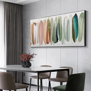 Peinture à l'huile abstraite « Souffles d'automne » rose, verte et dorée, art mural horizontal sur toile, décoration moderne, peinture <span class=keywords><strong>murale</strong></span> texturée 3D - Product Image 1