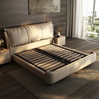 Lit en bois rembourré de luxe italien en cuir, 1,8 m, pour chambre principale, lit double moderne simple, 2,2 m, garantie 3 ans