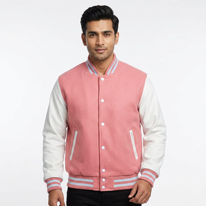 Factory Price Winter <b>Jacket</b> for Men Good Material Wool Varsity Leather <b>Jacket</b> High Street Style Front Embroidered Solid Nonwoven - Product Image 1