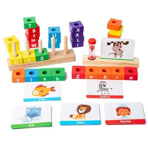 Bloques apilables de madera multifuncionales para niños de 2 <span class=keywords><strong>a</strong></span> <span class=keywords><strong>4</strong></span> <span class=keywords><strong>a</strong></span>ños incluye número aritmético alfabeto inglés ortografí<span class=keywords><strong>a</strong></span> palabras juego - Product Image 1