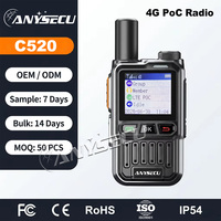 Anysecu C520 Radio POC 4G LTE CAT1 Double SIM Interphone Mondial Cadre Métallique 3000mAh Type-C Talkie-Walkie Portable Prise en Charge OEM ODM