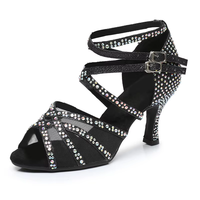 Chaussures de danse latine pour femmes à prix d'usine, avec strass, pour la salle de bal, la salsa, les mariages, talons hauts, semelle souple