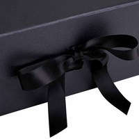 Grande boîte cadeau magnétique noire A5 en gros, boîte à chaussures pliable à clapet avec couvercle magnétique