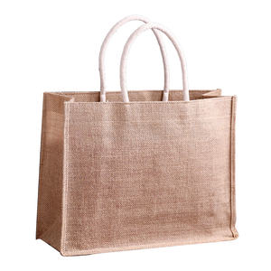Sac fourre-tout en jute naturel réutilisable personnalisable, emballage cadeau cosmétique, pochette à cordon avec poignée pour le shopping - Product Image 2