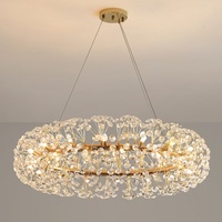 Anneaux décoratifs lustre en cristal led de luxe moderne et suspension pour restaurant