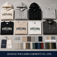 Ensemble sweat à capuche et pantalon de survêtement pour homme en coton bouclette épais, coupe oversize, hiver, effet délavé soleil, 500 g/m², imprimé, délavé à l'acide, effet vieilli