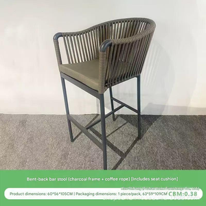 Chaise en tissu gris moderne avec dossier tissé, pieds en métal, siège rembourré, coussin inclus - Product Image 6