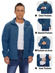Men's Windproof Fleece Wind Breaker <strong>Jacket</strong> Lightweight Outerwear Full Zip Hiking Work <strong>Travel</strong> <strong>Jacket</strong> - Product Image 3