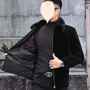 Manteau <span class=keywords><strong>court</strong></span> en fausse fourrure de vison pour <span class=keywords><strong>homme</strong></span> avec capuche et fermeture éclair intégrale pour un look hivernal tendance - Product Image 4