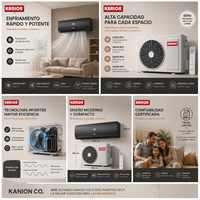 Çift İnverterli Split Klima Cihazları Hava Soğutucu AC 9000-24000 BTU Düşük Gürültülü 50/60Hz 110/220V Ofis ve Ev İçin Kompresör Soğutmalı